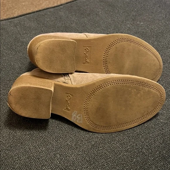 Qupid Taupe Suede Ankle Booties with Stacked Heel - Picture 6 of 6